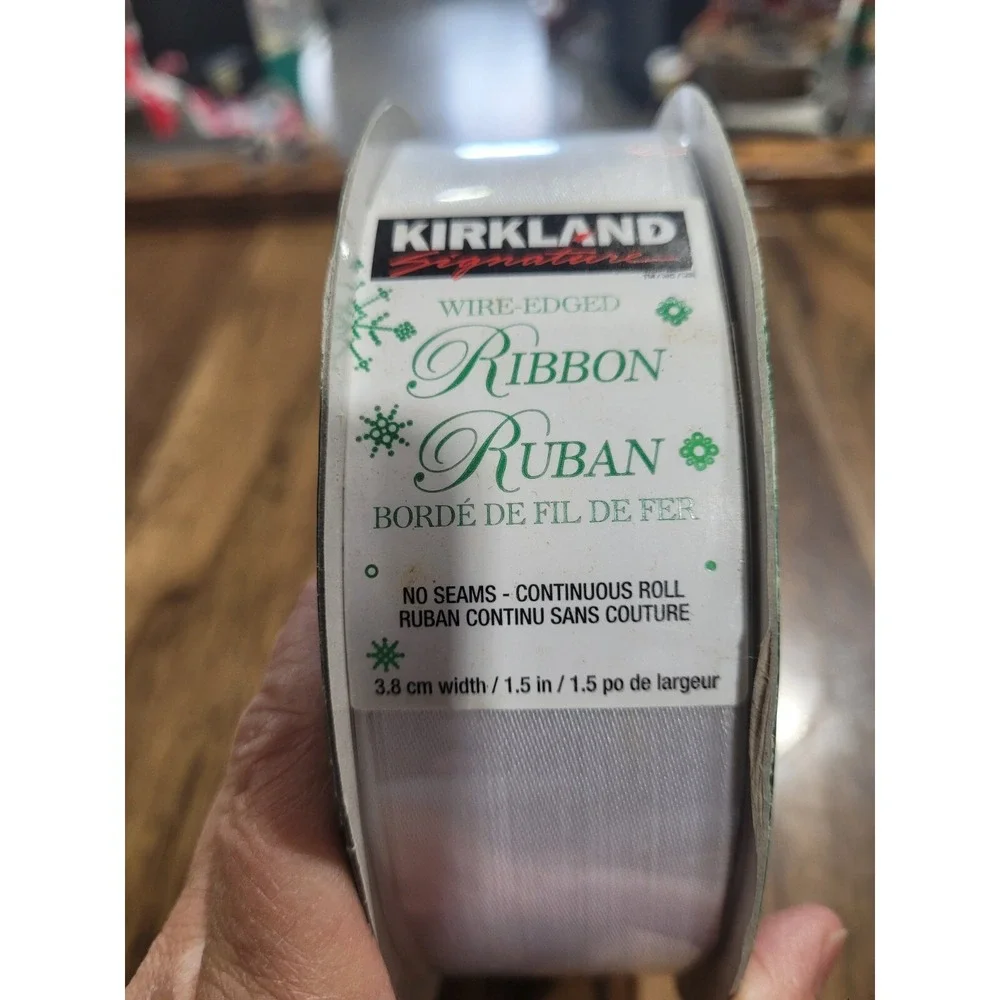 Kirkland Signature Wire-Edged Ribbon 3.8cm/1.5in (45.7m/50yd) White